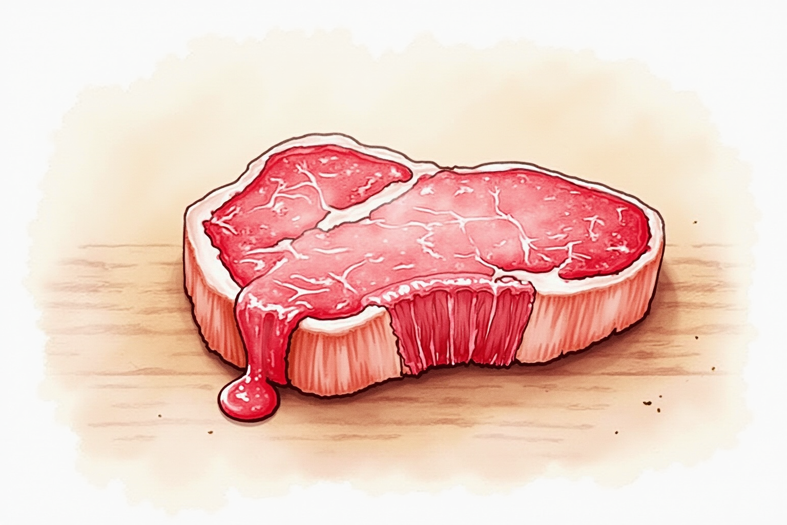 Pink juice running out of an over-rested steak cut too early